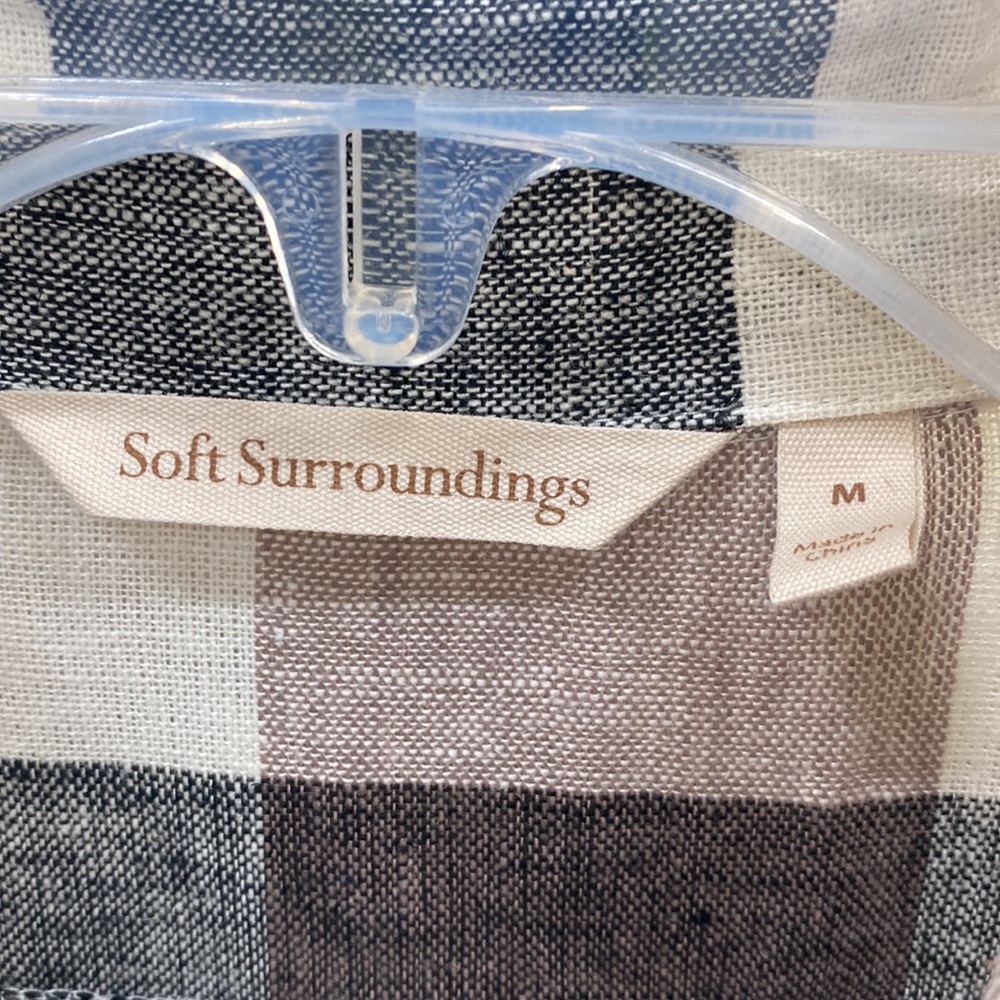 Soft Surroundings Checked Button Up Women’s Mediu… - image 3